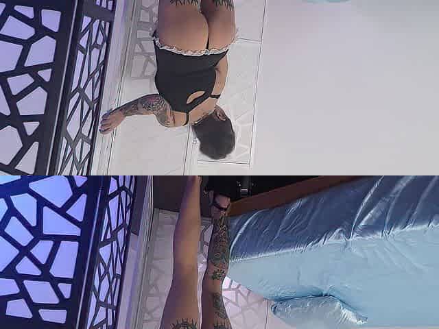 bawdy maid helps boss clean up!