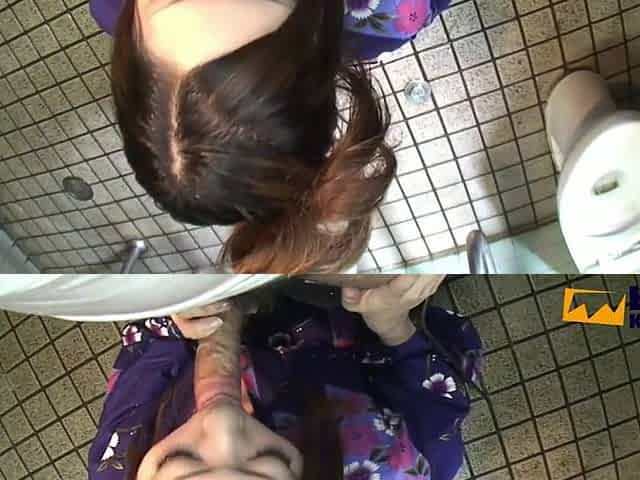 Japanese Girl Sucks A Man With Hairy Dick In The Bathroom And Gets Her Mouth Full With Cum Pov