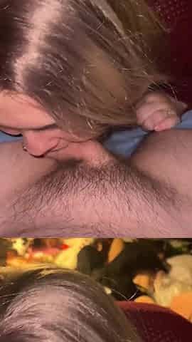 Golden-haired Blow job POV DSLs Jizz flow Real Pair Homemade