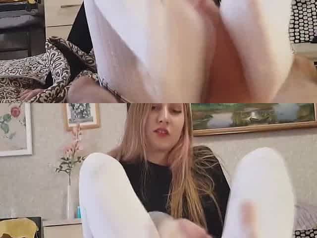 Cheating With A Girl In A Skirt And Stockings - Foot Fetish And Reverse Riding