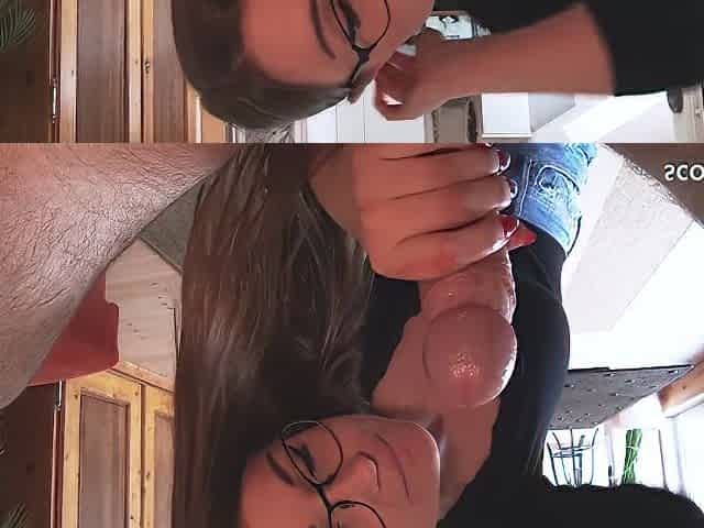 Petite German Stepsister Tinyemily With Glasses At Real Pov Amateur Blowjob