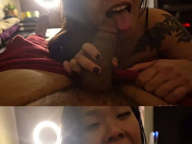 Amateur housewife blowjob and handjob with cumshot