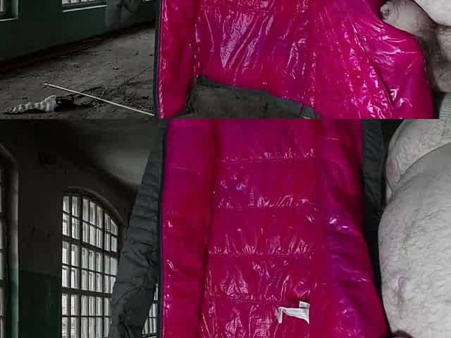 Cumming on Girlfriend's Pink Lining of PZ Down Jacket