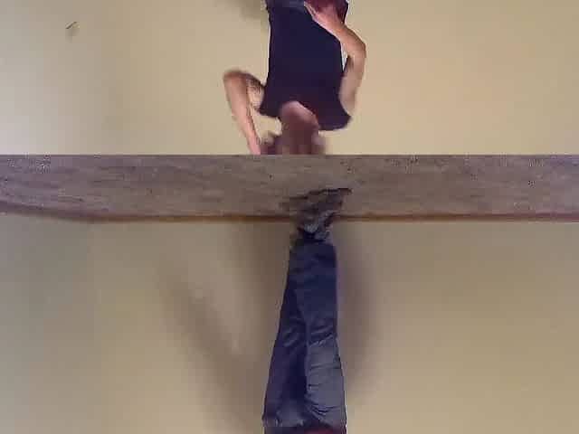 Undressed Transgirl Kneeling in Jeans - Self-Photography Posing