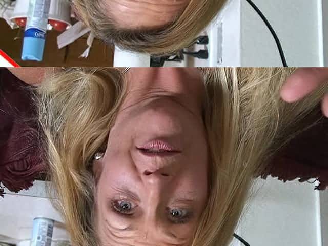 Mature babe on her knees gives a sensual and sexy blowjob