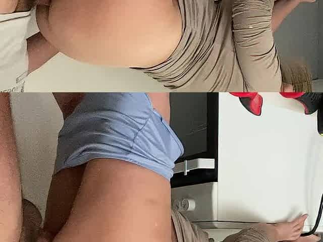 ANAL SQUIRT CLIMAX OF SHAGGY SNATCH IN A STANDING POSITION, SEX IN KITCHEN.