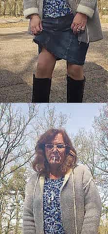 Enjoying a cigarette outside