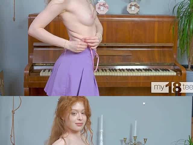 My18teens - a Stunning Redhead Girl Fingers Her Pussy in a Music Class