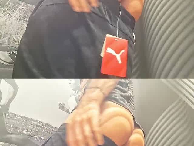 See me Cumming three times in a public dressing room - Risky but so sexy