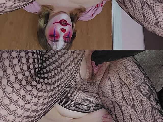 Clown Takes Giant Dildo on Her Fuck Machine