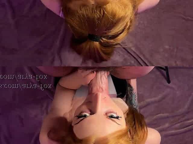 Redhead Sucks Schlong & Gets Facial
