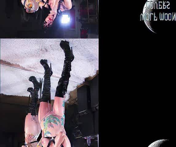 Photo shoot amateur wife craves to be a pornstar, high boots, oil and harness.
