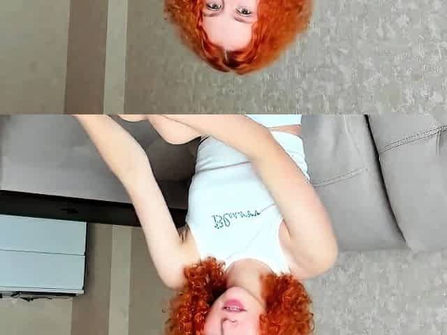 Sexy amateur redhead teen double dildo action