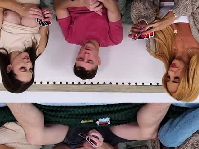 Playing uno and getting sucked by busty cougars