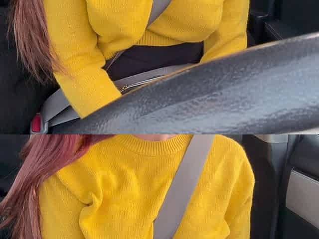 Italian Big Tits MILF Flashing Her Juicy Boobs While Driving Around Horny Af