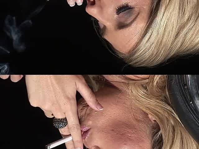 Hawt golden-haired in nylons won't stop smokin' even when this babe gets drilled