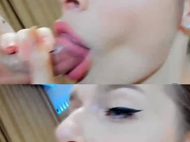 Blue Eyes Babe Takes It Deep Messy Dick Sucking