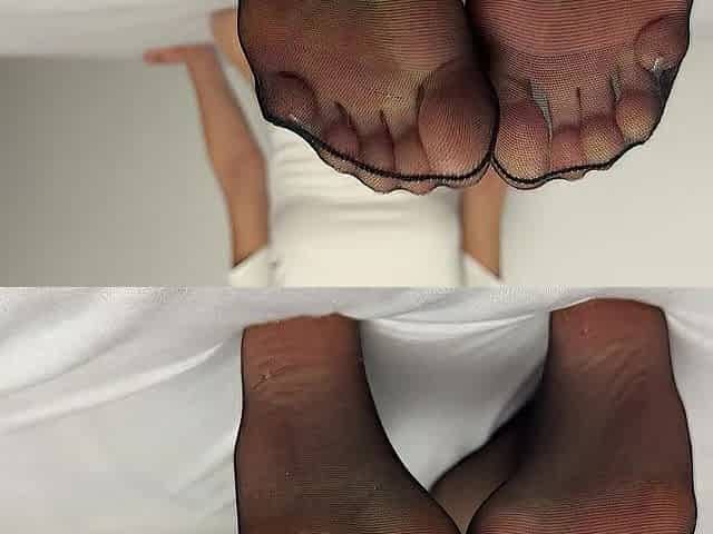 Mia Cute 100 % Nylon and Feet Obsession Ejaculation on feet