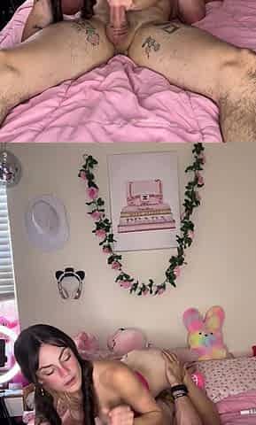 Bitch gives wam blowjob and handjob in pov scene