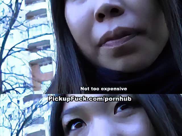 Asian amateur gets picked up on the street and sucks and fucks for money