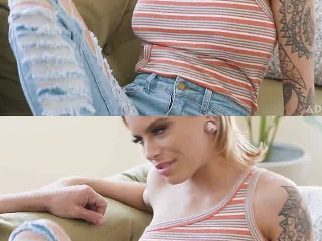 Horny blonde enjoys her wild rough doggystyle sex with a muscular guy