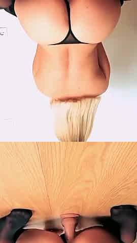Perfect Ass Blonde in Stockings Rides Dildo