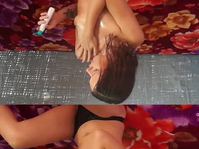 Footjob and blowjob with Jenny Young after swiming. Cumshot on the tits.