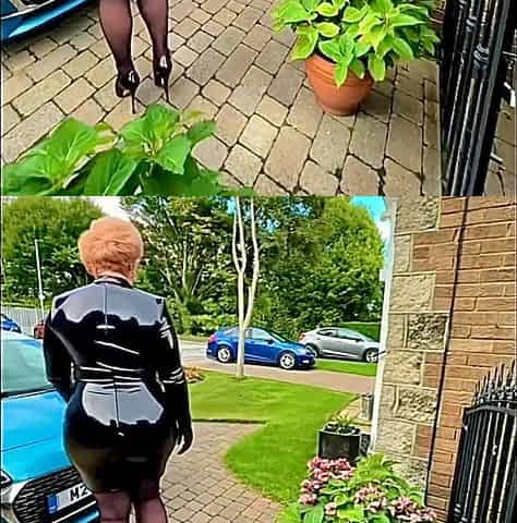 Cathy Cocksucking Slut Granny Shiny Tight PVC Skirt and Stockings High Heels Yorkshire British Pornstar Sexy Cum Slut Widow Dres