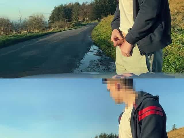 **NEARLY CAUGHT** TEEN CUMMING ON PUBLIC ROAD