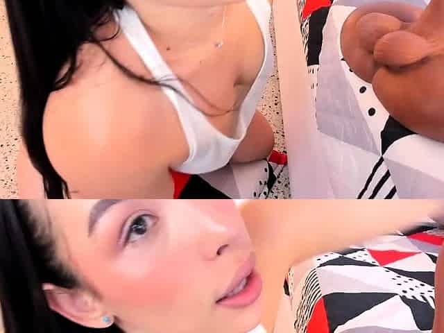 Young big cock lover Karla Kush toys with big dick