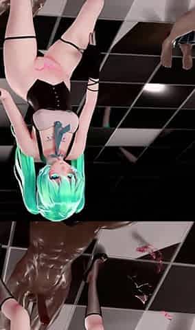 [mmd] Haku & Miku-baam Double Meat Urinal Dance Humiliation Lewd Pattern Transparent Black Silk Riding
