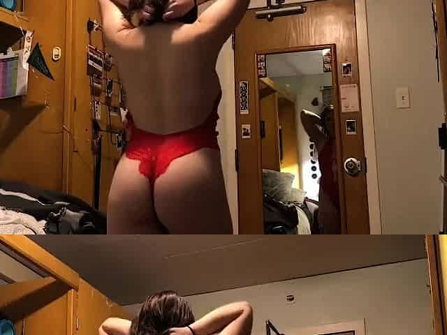 Thicc chubby teen trying on clothes