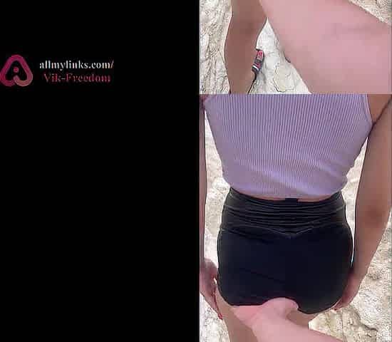 Public sex in nature! Banged a golden-haired on a hiking trail! POV!
