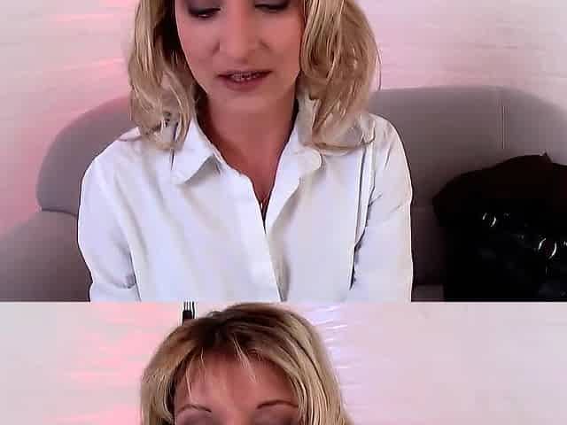 Enchanting aged blond masturbating with her sex toys