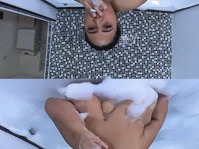 Young Pamela Panda Smoking and Relaxing in the Hot Tub