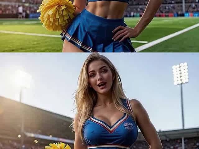 PACKED STADIUM MEATY EMOTIONS CHARMING CHEERLEADER BANGED HARD (IA GENERATED) NOT A REAL PERSON