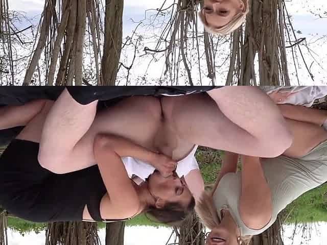 Lucky Guy Fucks Busty Blonde & Brunette PAWGs In Public - Threesome