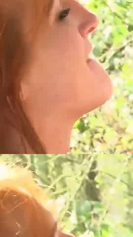 Redhead with small tits Sabrina Jay fucked by Luke Hotrod's big cock outdoor