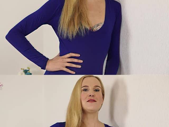 Tall leggy blonde Ariel is stripping and talking dirty