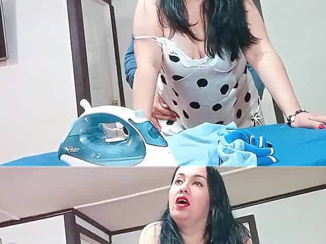 Stepson Catches His Stepmother Ironing Clothes and They Start Fucking