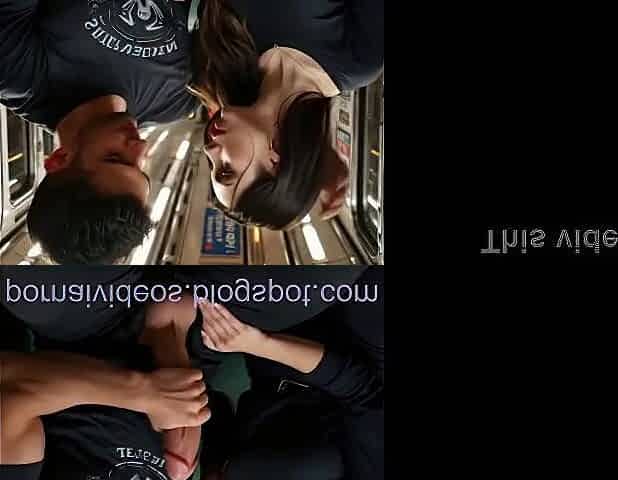 Pair on subway public deepthroat giant ejaculation