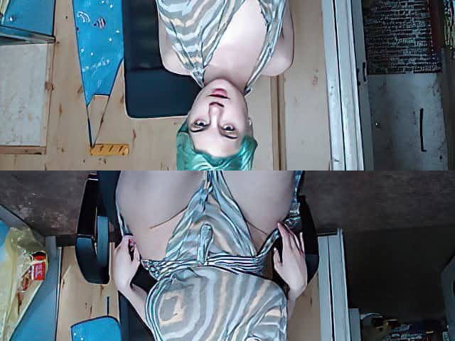 saggy big boobs tattooed emo girl touching herself