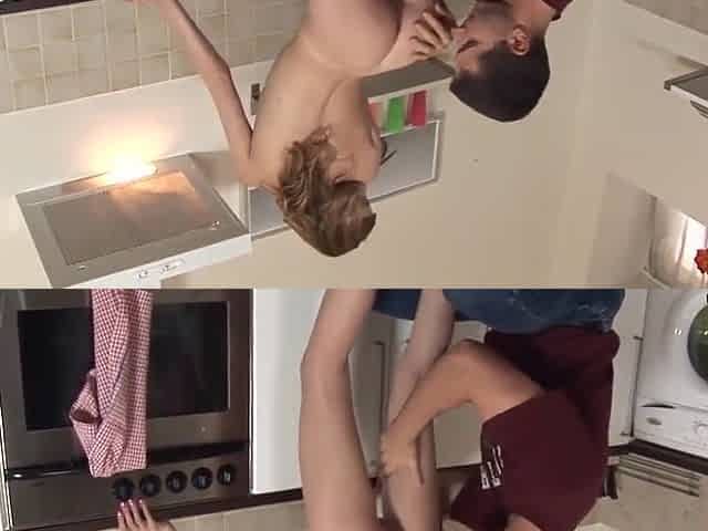 Tall skinny cutie seduces the pizza delivery guy