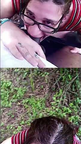 Naughty White Whore Sucking Large Ebony Knob Outside BBC