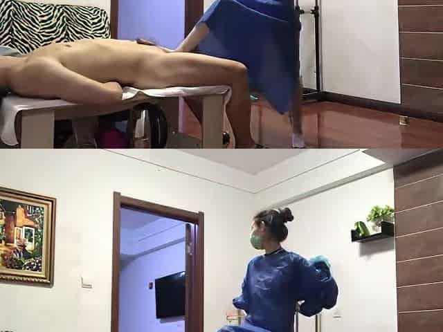 Chinese Surgeon Girl glove handjob man