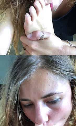 Amateur Foot Fetish Girlfriend Sucks and gives a Footjob