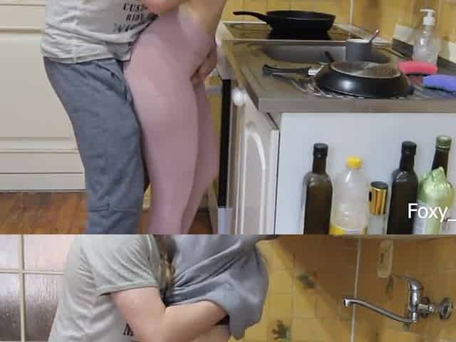 I Fuck Her By Surprise While She Washes The Dishes - Quickie In The Kitchen