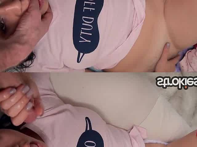 Kinky Brunette Monica Sage Facialized - StrokiesHandjob