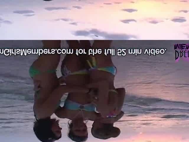 3 Honeys Make Out And Get Topless At A Public Beach