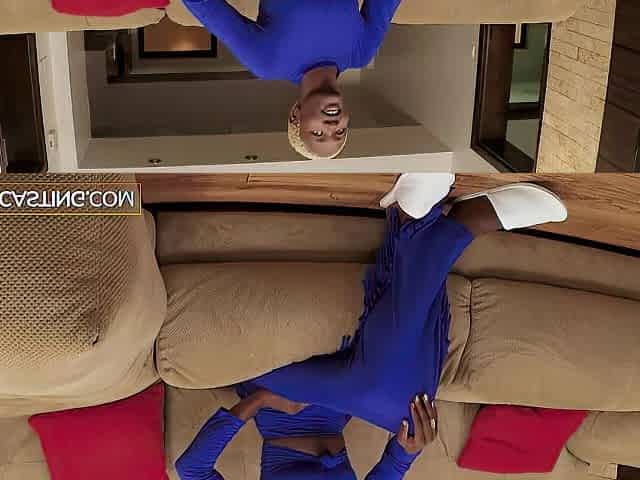 Hairless Ebony Chick POUNDED HARD By Giant Rod Producer In Bed Auditions